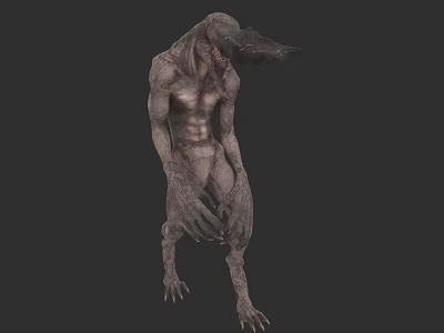 Horror Creature 3D Model With Gaunt Body Rough Skin And Sharp Claws 3d model
