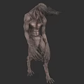 Horror Creature 3D Model With Gaunt Body Rough Skin And Sharp Claws