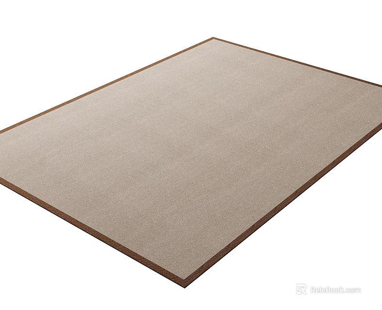 Beige Square Rug With Brown Border Design 3d model 
