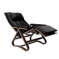 Comfortable Black Leather Recliner Chair With Modern Wooden Frame And Adjustable Footrest