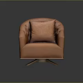 Elegant Modern Orange Leather Armchair With Tufted Backrest Button Details And Metal Legs
