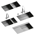 Stainless Steel Kitchen Sinks with Single and Double Bowl Designs and Modern Faucet Accessories