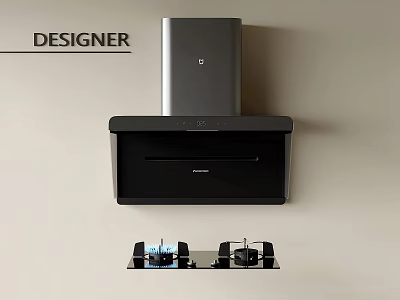 Designer Modern Kitchen Appliances Featuring Range Hood And Gas Stove 3d model