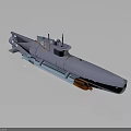 Modern Gray Military Submarine Featuring Missile And Blue Light Structure