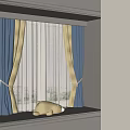 Elegant Blue And Yellow Window Curtains With White Sheer And Tiebacks