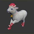 White Lamb Stuffed Toy With Pink Hat Striped Socks And Bell Accessory