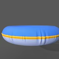 Blue Inflatable Swimming Ring With Yellow Edge And White Base For Summer Water Fun