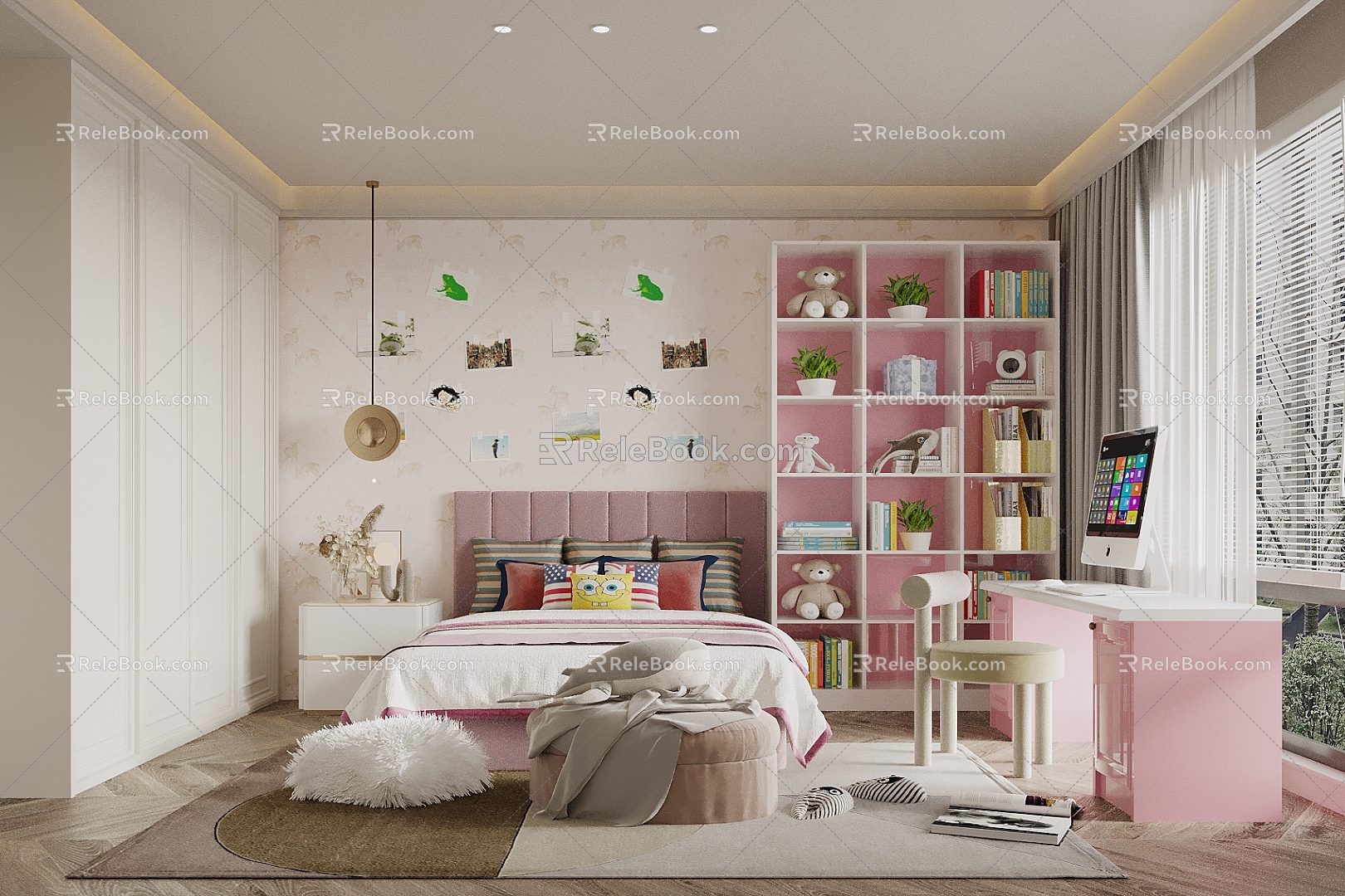 Cream Style Girl Children's Room 3d model