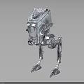 Silver Armored Four Legged Mechanical Creature Walker With Metallic Body And Robotic Legs