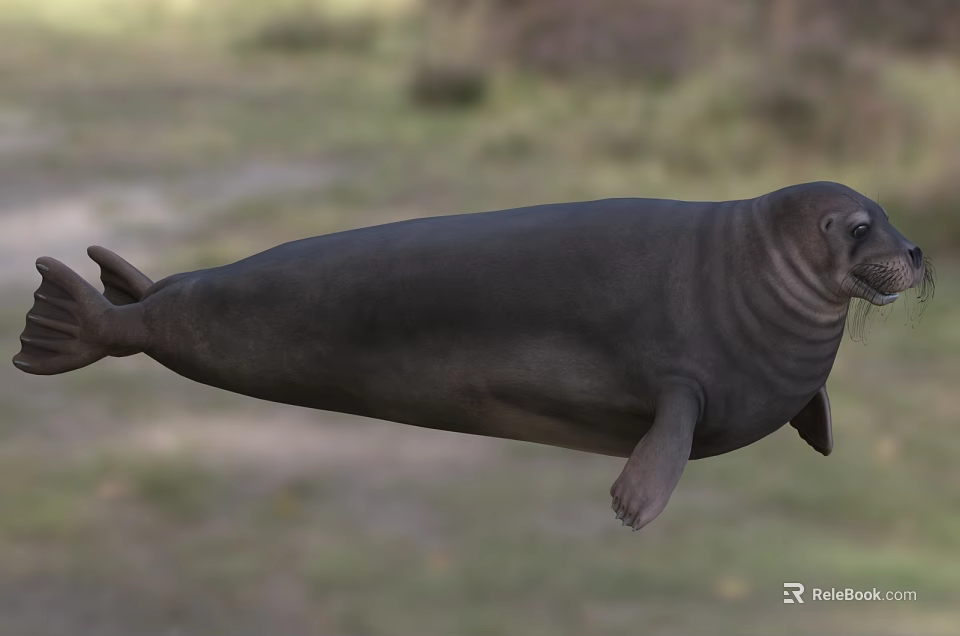 Wild Reptile Sea Turtle Gliding Through Natural Ocean Environment Waters 3d model 