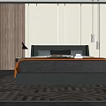 Modern Bedroom Interior With Dark Headboard Bed Nightstand And Accent Chair