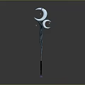 Enchanting Crescent Moon Magic Staff With Twisted Green Glowing Accents