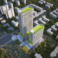 Birds Eye View Planning of Modern High Rise Buildings with Green Roofs and Urban Greenery