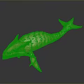 Golden Whale Sculpture With Metallic Scaled Texture And Reflective Surface On Dark Background