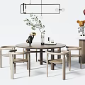 Quiet Dining Table and Chair Combination Dining Table and Chair 3d model