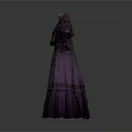 Vintage Purple Long Dress With Elegant Lace Details And Long Sleeves Design