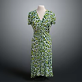 Stylish Leopard Print Wrap Dress with V Neck Short Sleeves and Mid Length Design