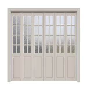 Modern Folding Door Frosted Glass Solid Wood Plaid Folding Door 3d model