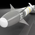 Military Missile With Gray Body White Nose Cone Yellow Stripes And Tail Fins