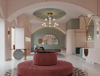 Light Luxury Hall Maternal and Infant Club Hall 3d model