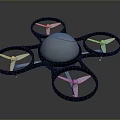 Modern Quadrotor Drone With Spherical White Body Black Frame And Four Blue Tipped Propellers