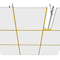 Ceiling Installation Support Structure With Yellow Metal Frames And White Panels 3d model