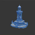 Ornate Multi Tiered White Architectural Model Featuring Dome Statues And Reflective Base 3d model
