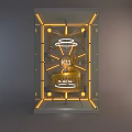 K11 Golden Window Display With Circular Rings And Cake Shaped Decor 3d model