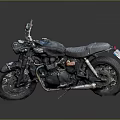Classic Black Vintage Motorcycle With Silver Seat And Retro Exhaust Design
