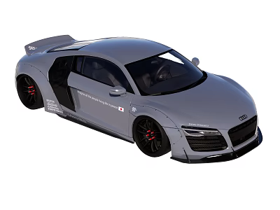 Audi Silver Gray Sports Car With Scissor Doors Black Wheels And Sporty Design 3d model