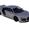 Audi Silver Gray Sports Car With Scissor Doors Black Wheels And Sporty Design