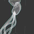 Unique Reptile 3D Model With Gray Head Yellow Eyes Gold Stripes And Purple Tentacles