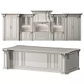 Classical Kitchen Cabinets With Marble Island Countertop And Carved Decorative Details