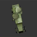 Vintage Military Green Armored Vehicle With Protective Body Headlights And Wheels
