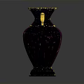 Elegant Purple Vase With Golden Patterns Loop Handles And Black Base