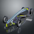 Futuristic Concept Car with Streamlined Body Yellow Accents and Four Wheels