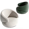 Modern Curved Armrest Single Sofa in Beige and Green Fabric Design