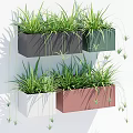 Colorful Wall Mounted Potted Plants With Green Trailing Foliage And Rectangular Planters 3d model