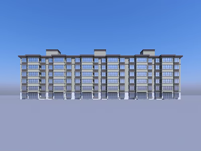Modern Residential Building Exterior With Light Colored Facade Multiple Floors And Balconies 3d model