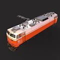 Orange and White Electric Train with Pantograph Front Logo and Number 611