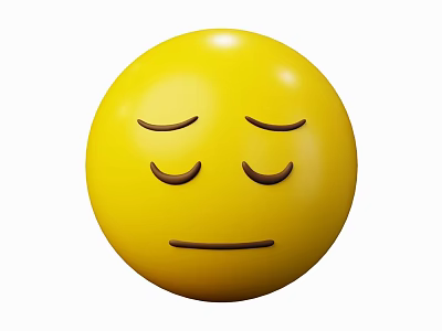 Yellow Animated Game Film Character With Closed Eyes Neutral Expression 3d model