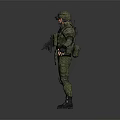 3D Model Military Soldier In Camouflage Uniform With Assault Rifle Full Gear Standing Pose