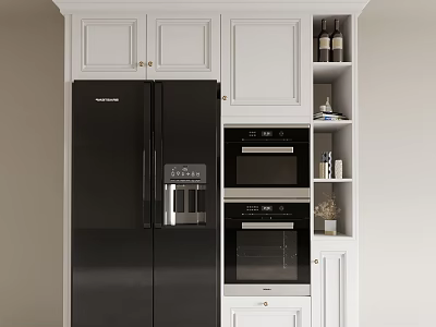Cabinet Refrigerator Oven Sideboard Kitchen Appliances 3d model