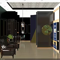 Modern Shop Interior Design With Colorful Walls Display Areas Counter And Shelves