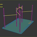 Climbing Playground Structure With Blue Base Gray Poles And Orange Crossbars 3d model