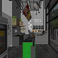 Modern Café Interior With Open Layout Glass Windows Green Plants And Display Shelves