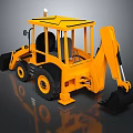 Yellow Construction Loader With Front Bucket Excavator Arm And Black Tires 3d model