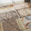 Various Square Rugs With Intricate Patterns And Abstract Designs For Home Decor 3d model