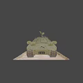 Military Tank Weapon With Green Paint Long Cannon Tracks And Machine Gun