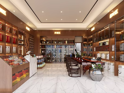 Elegant Tobacco and Alcohol Store Interior With Shelves Counter and Product Displays 3d model